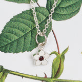 Birthstone Flower Necklace - January / Garnet