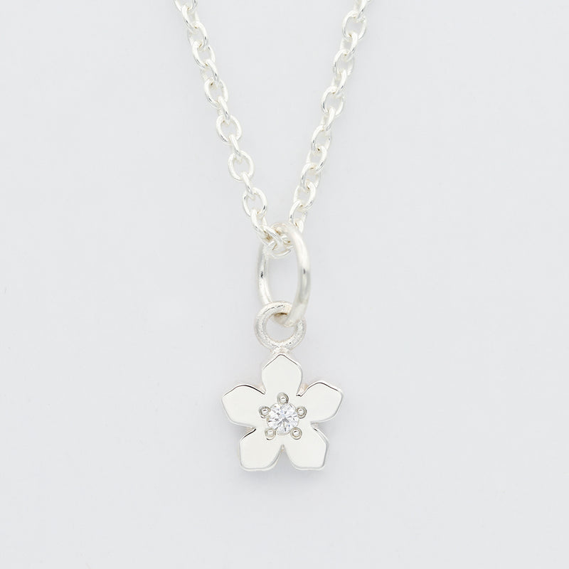 April diamond birthstone flower necklace
