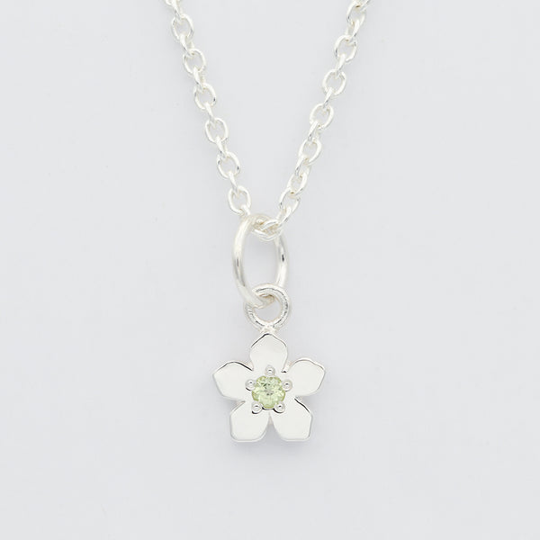 August birthstone peridot flower necklace