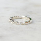 Diamond Leaf Wedding Band in White Gold