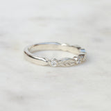 Diamond Leaf Wedding Band in White Gold