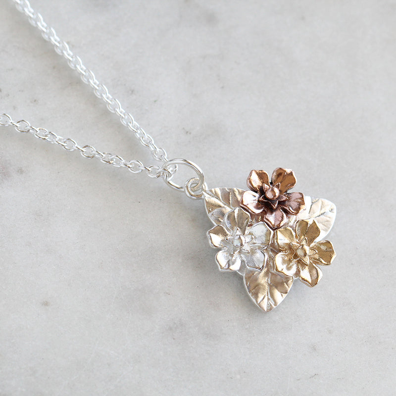 forget me not flower bouquet necklace