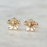 gold forget me not flower earrings