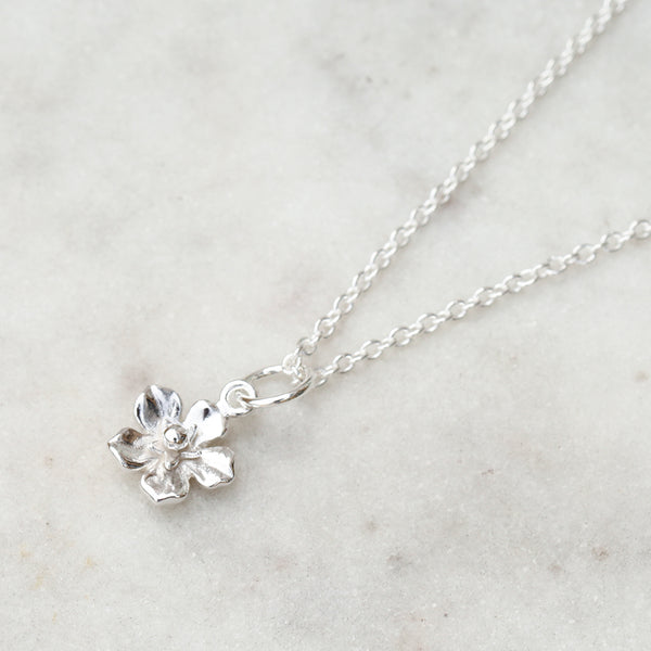 forget me not flower necklace silver