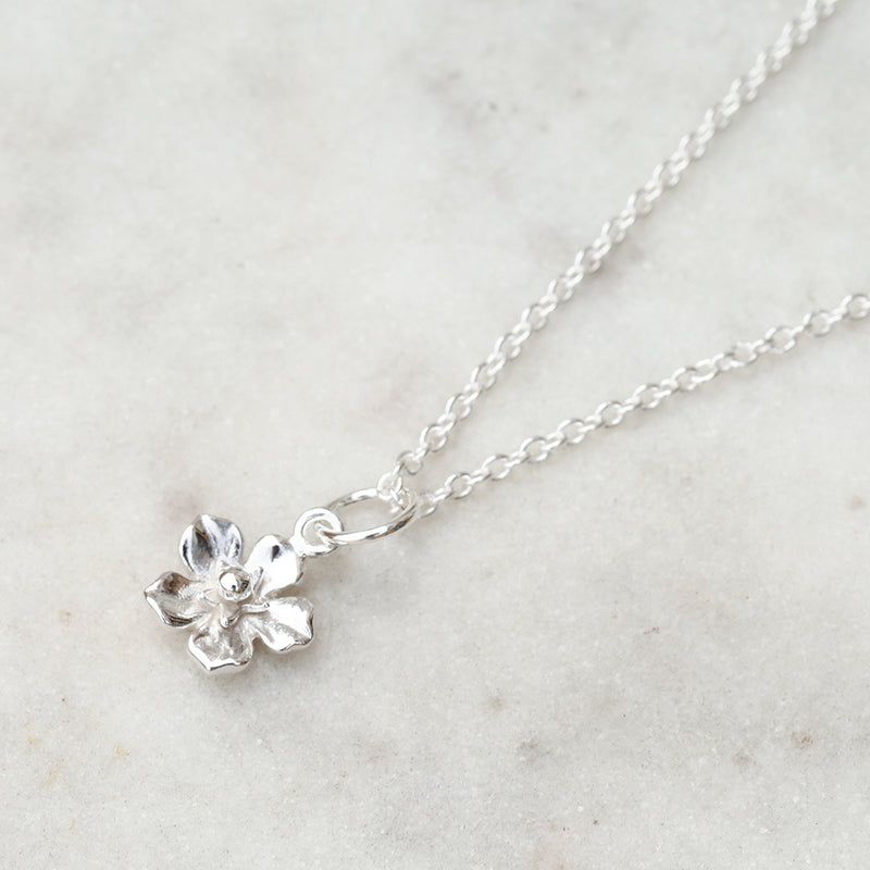 forget me not flower necklace silver