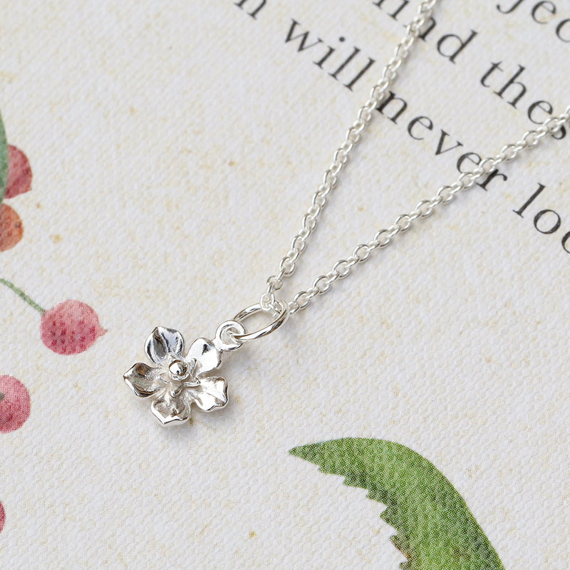 forget me not flower necklace sterling silver
