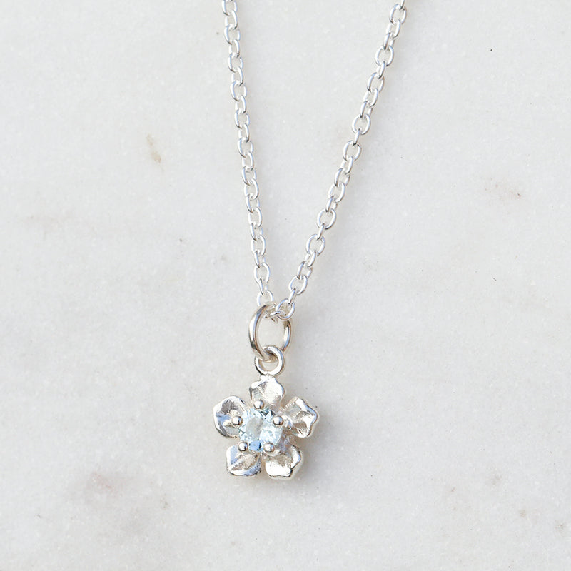 Forget Me Not Necklace/ Aquamarine