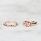 forget me not flower engagement ring and leaf wedding ring