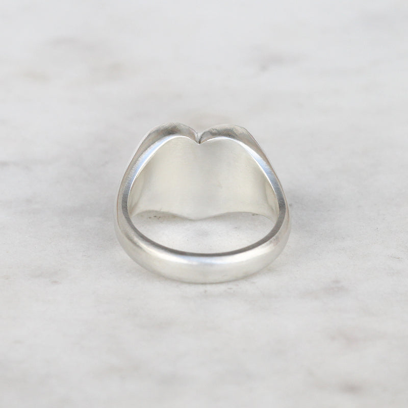silver heart signet ring