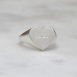 silver taken heart signet ring