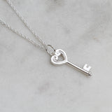 Koru heart key necklace silver