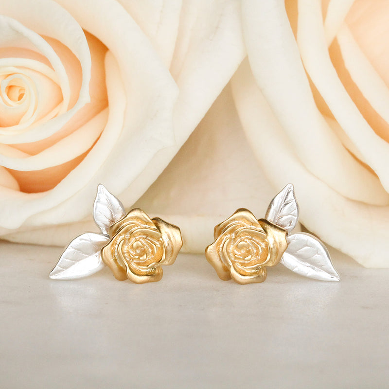 rose earrings gold