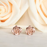 rose gold rose stud earrings
