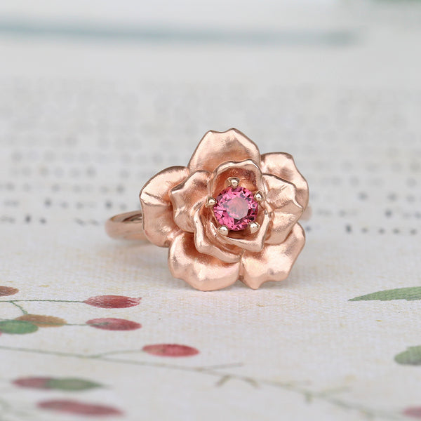 rose gold rose ring
