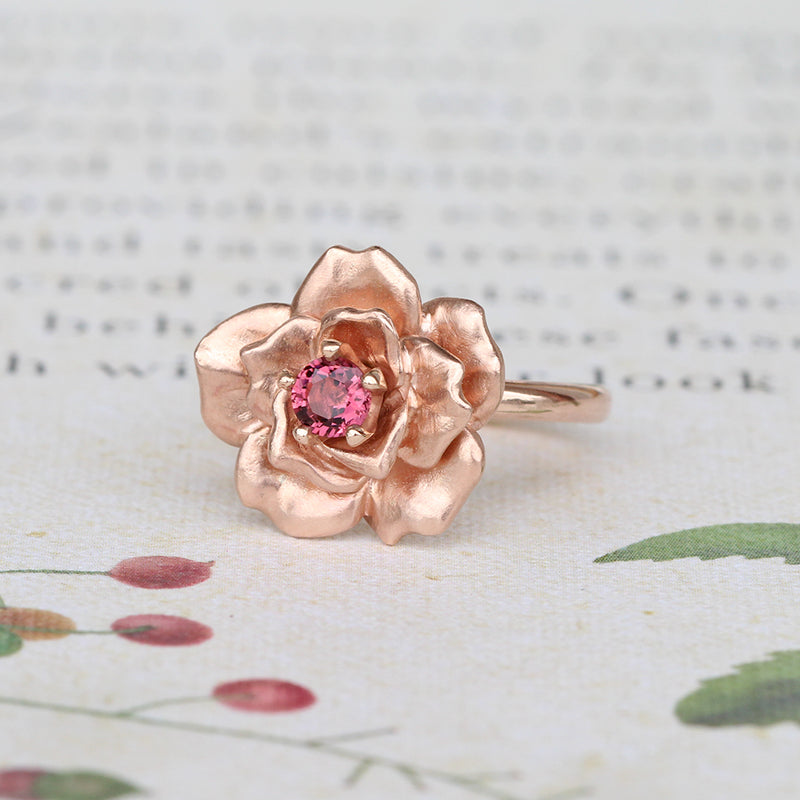 rose gold rose ring