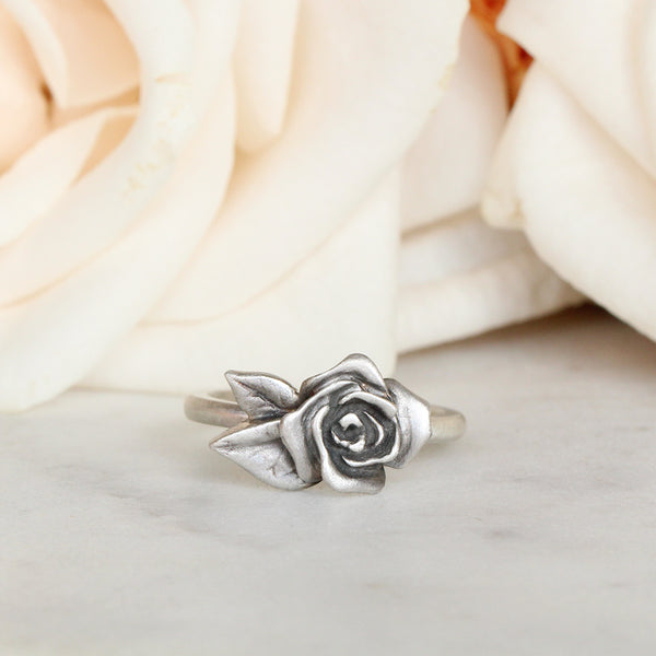 rose ring blackened sterling silver