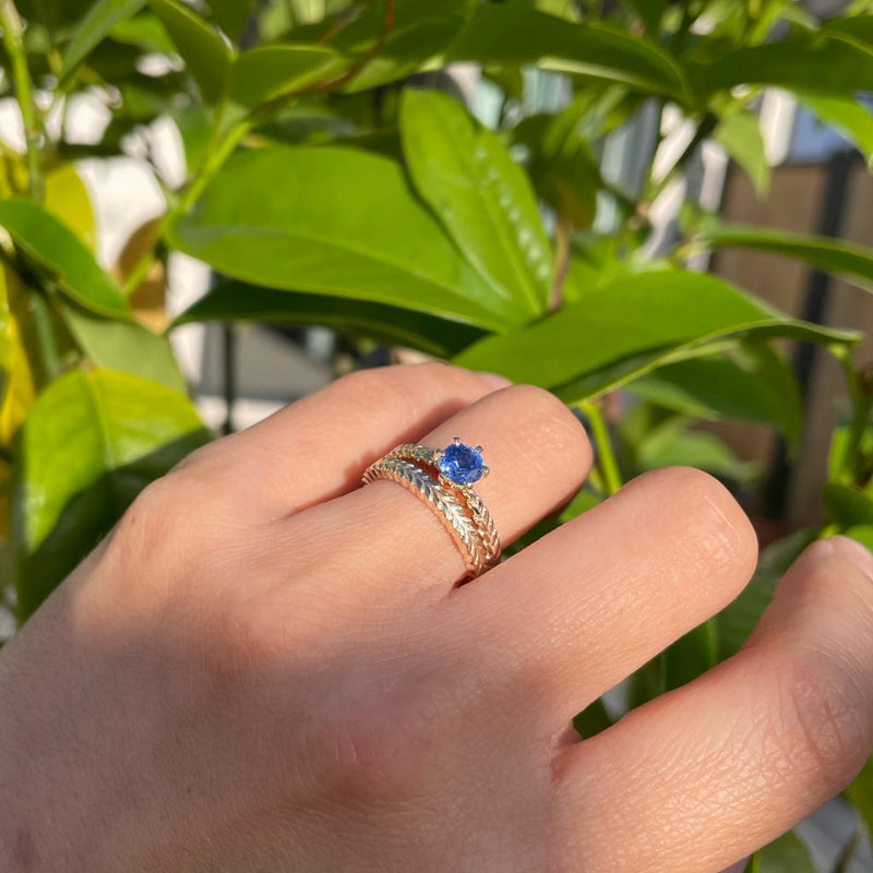 Silver Fern Ring/ Yellow Gold