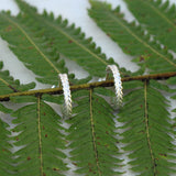 Silver fern hoop earrings in sterling silver