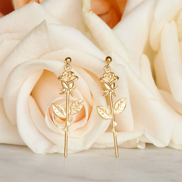 rose earrings gold