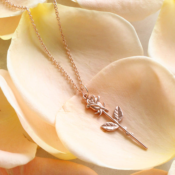 rose gold rose necklace