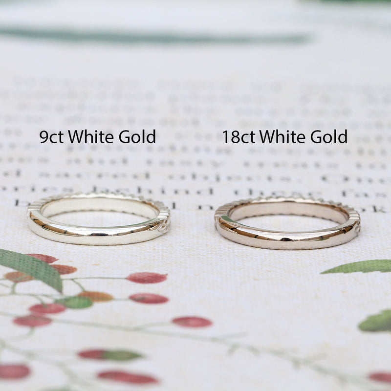 Wide Hammered Ring/ White Gold