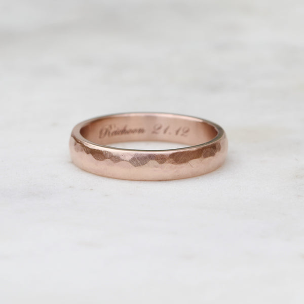 hammered wedding ring rose gold