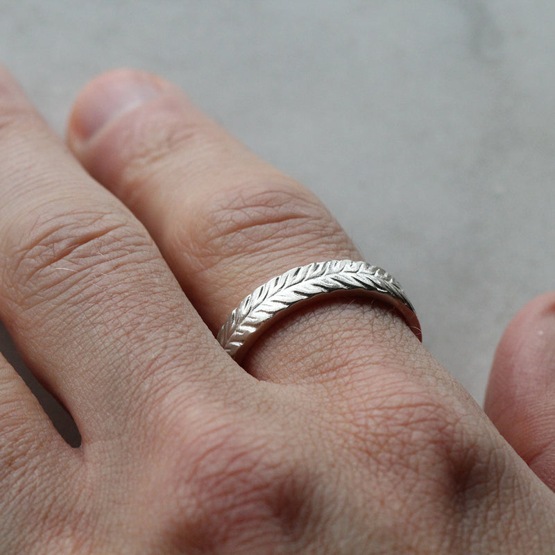 silver fern men's ring. NZ native plant ring