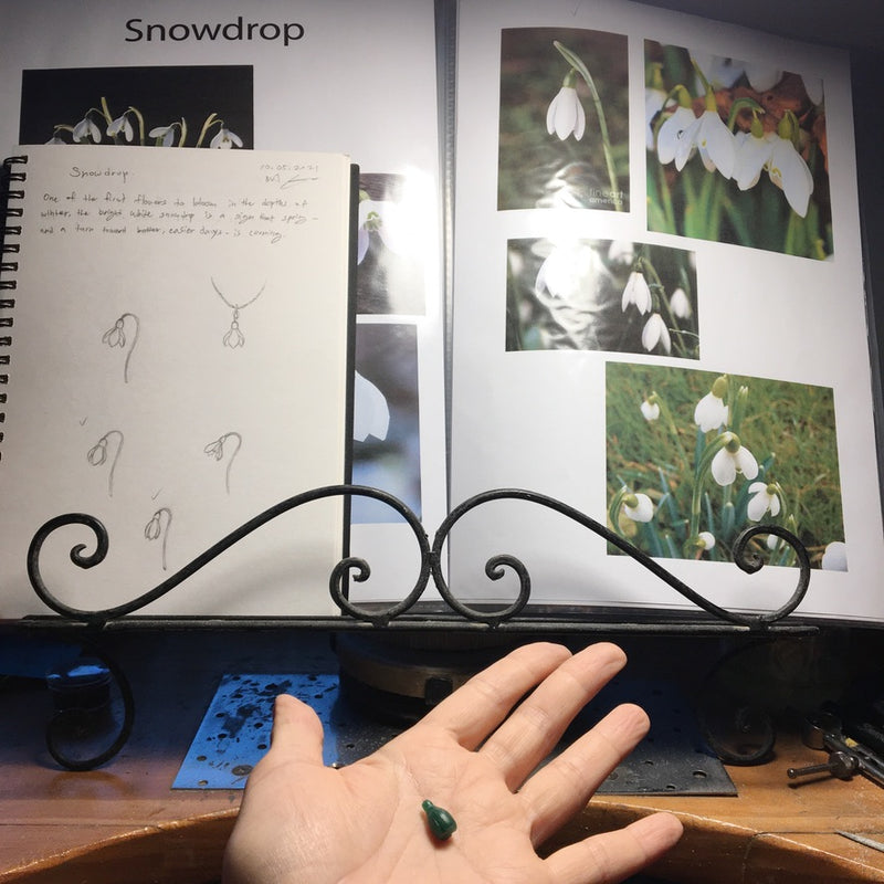 making snowdrop earrings
