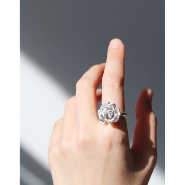 silver rose ring