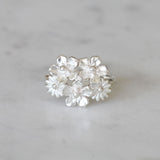 small flower bouquet ring in silver