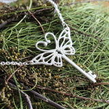 butterfly key necklace silver