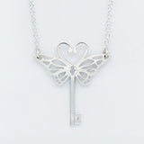 butterfly key necklace silver