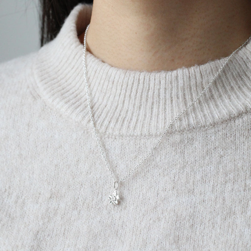 silver cherry blossom necklace