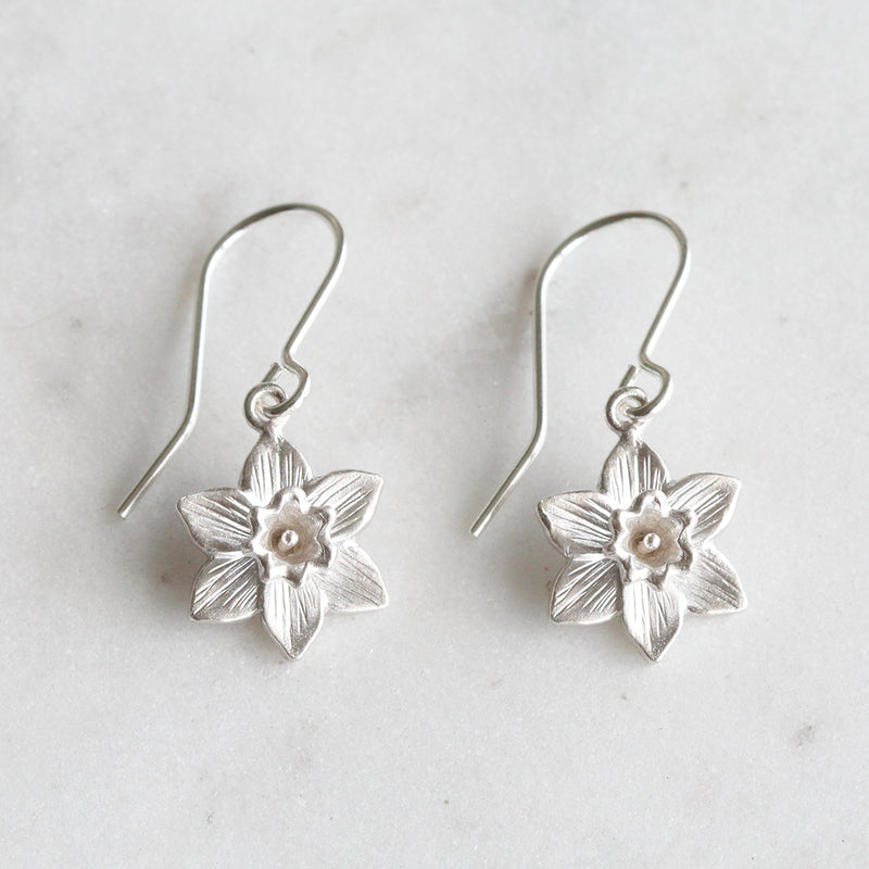 daffodil earrings in sterling silver