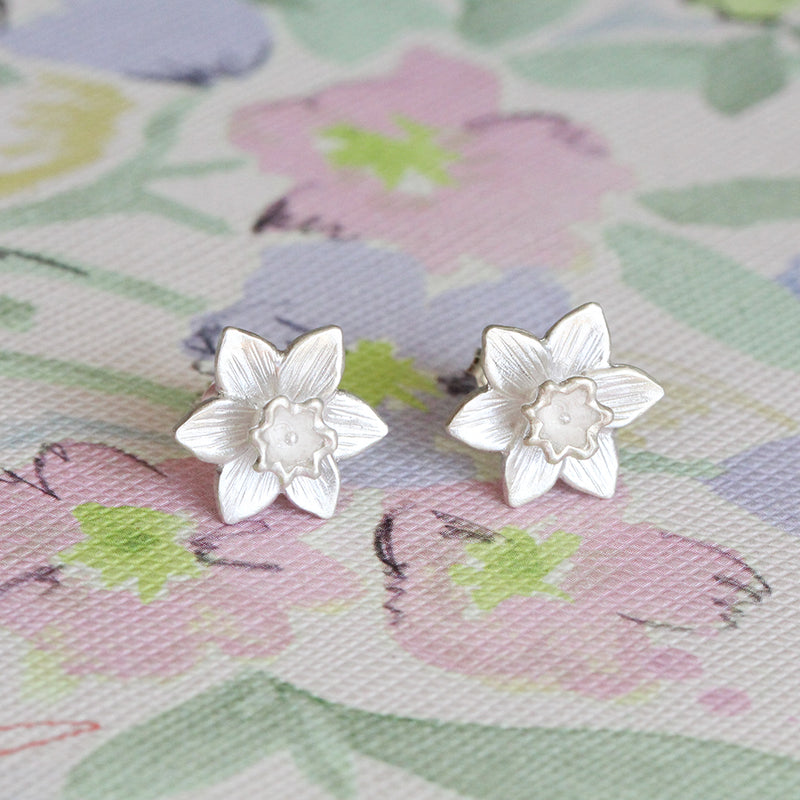 daffodil earrings sterling silver