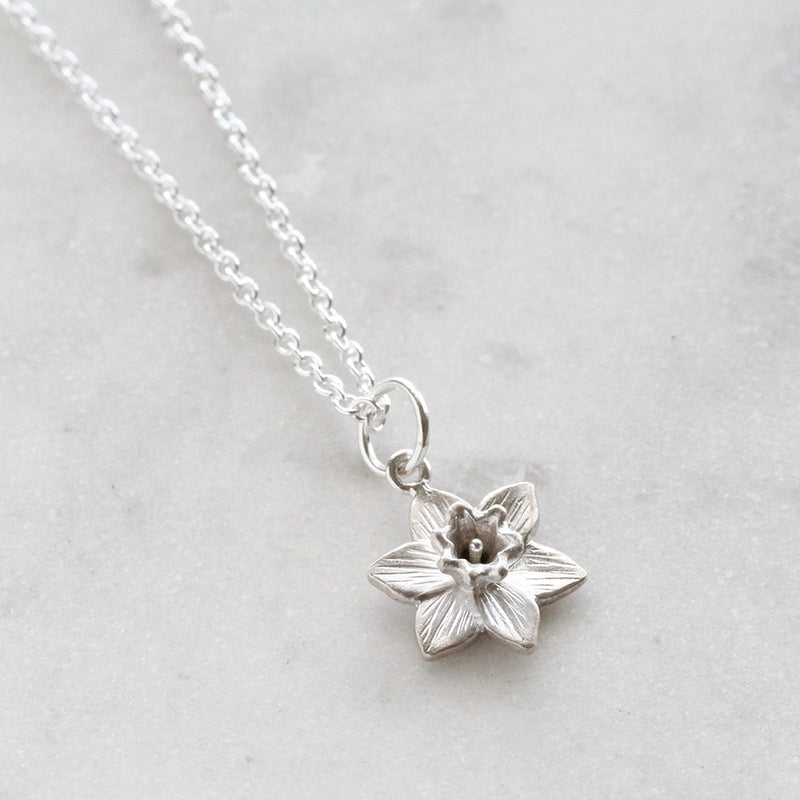 daffodil necklace in sterling silver