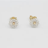 daisy earrings in gold and silver