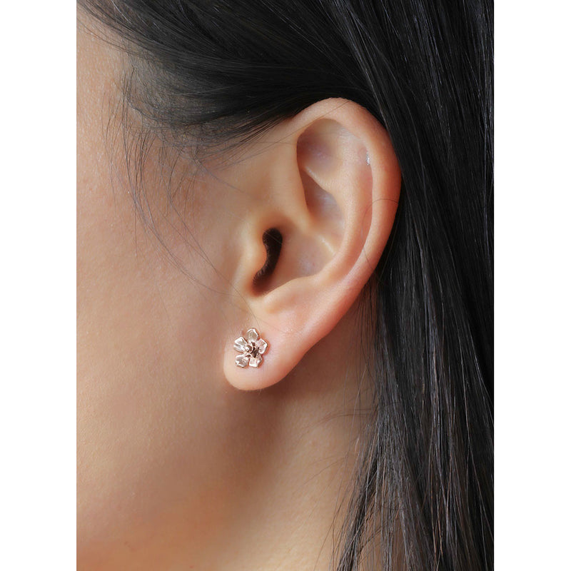 forget me not earrings in rose gold