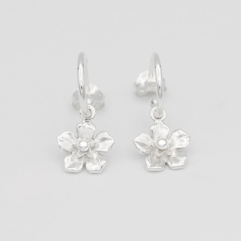 forget me not hoop earrings silver