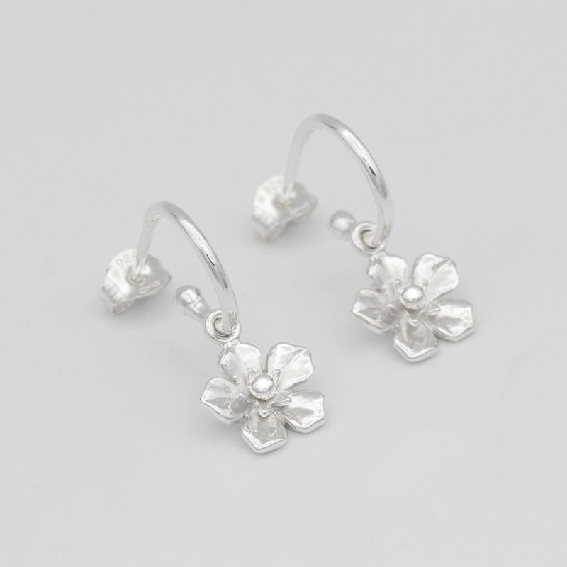 forget me not hoop earrings sterling silver