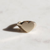 gold heart signet ring