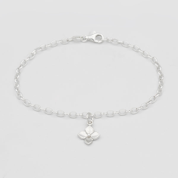 hydrangea flower bracelet silver