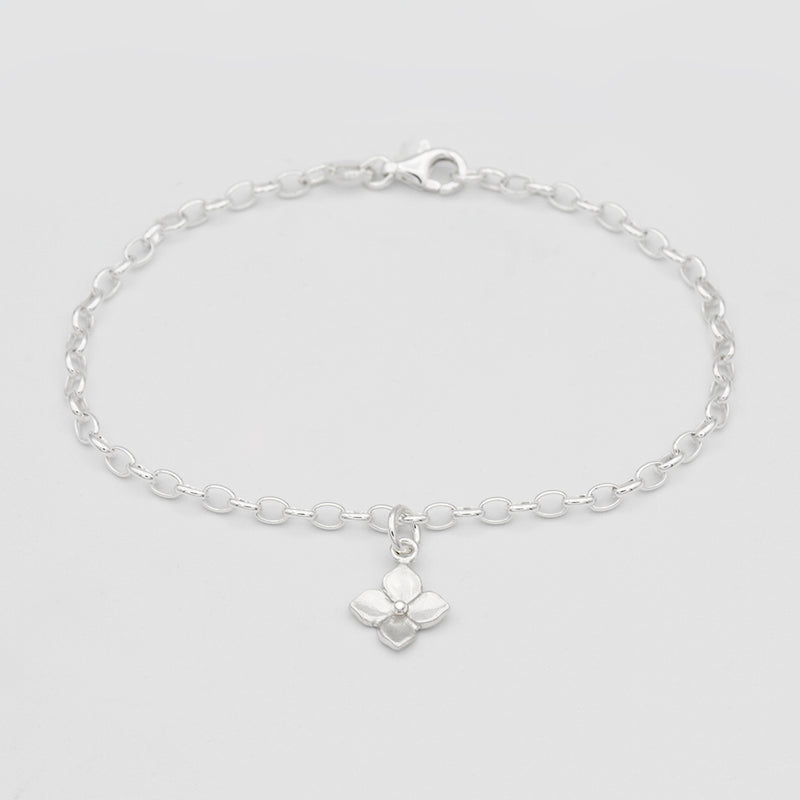 hydrangea flower bracelet silver