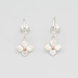 hydrangea hoop earrings in rose gold and silver