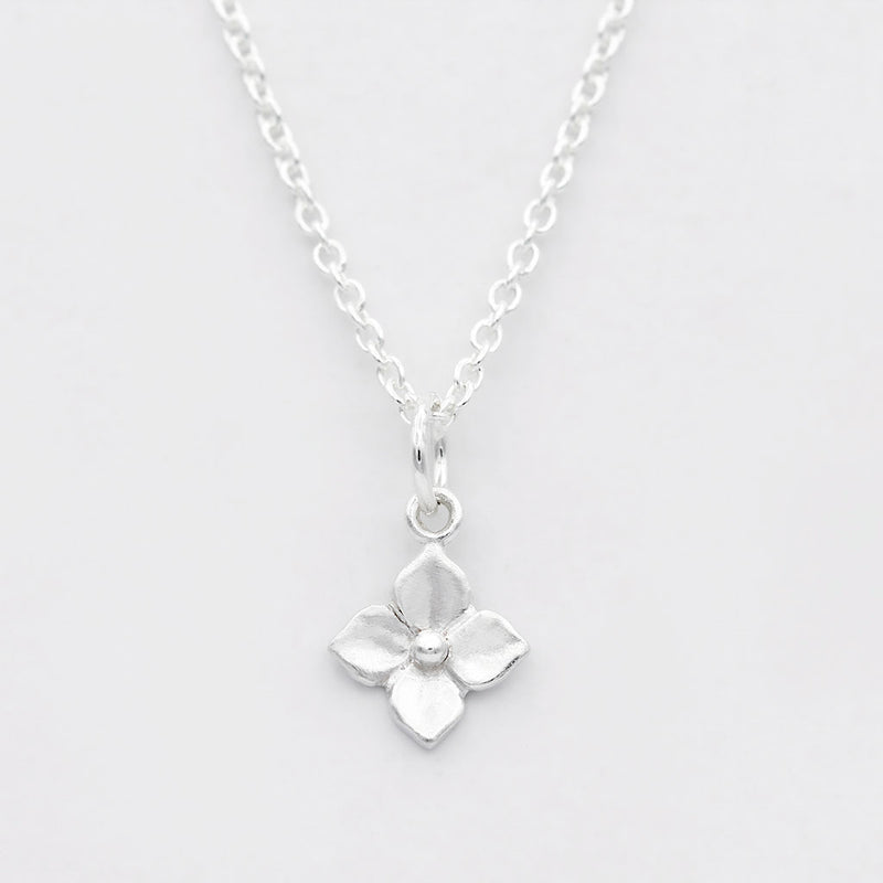 hydrangea necklace silver