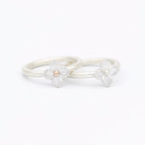 hydrangea ring in rose gold and silver