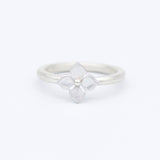 hydrangea ring in silver