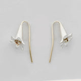 lily earrings in gold and silver