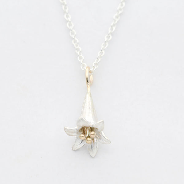 lily necklace in gold and silver
