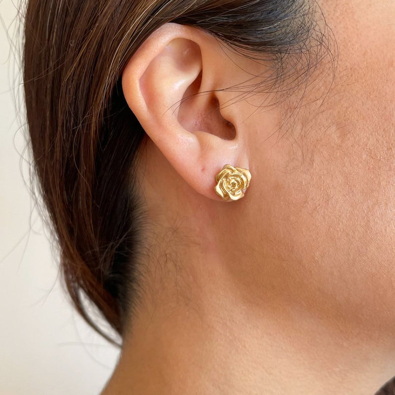 rose earrings gold plated silver